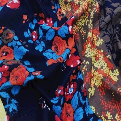Yellow/Multi Floral Stripe Printed Cotton Batiste Fabric