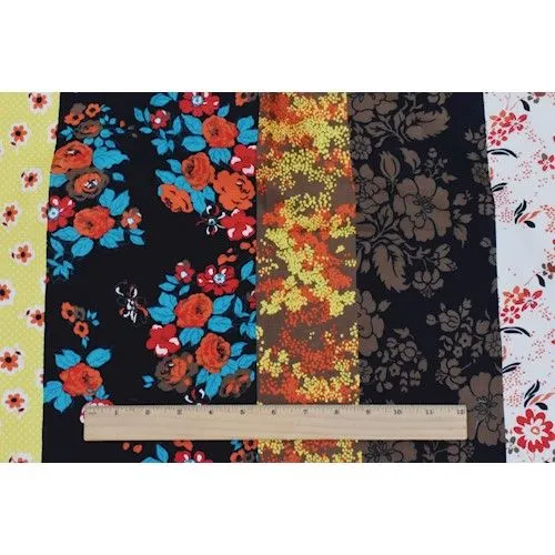 Yellow/Multi Floral Stripe Printed Cotton Batiste Fabric