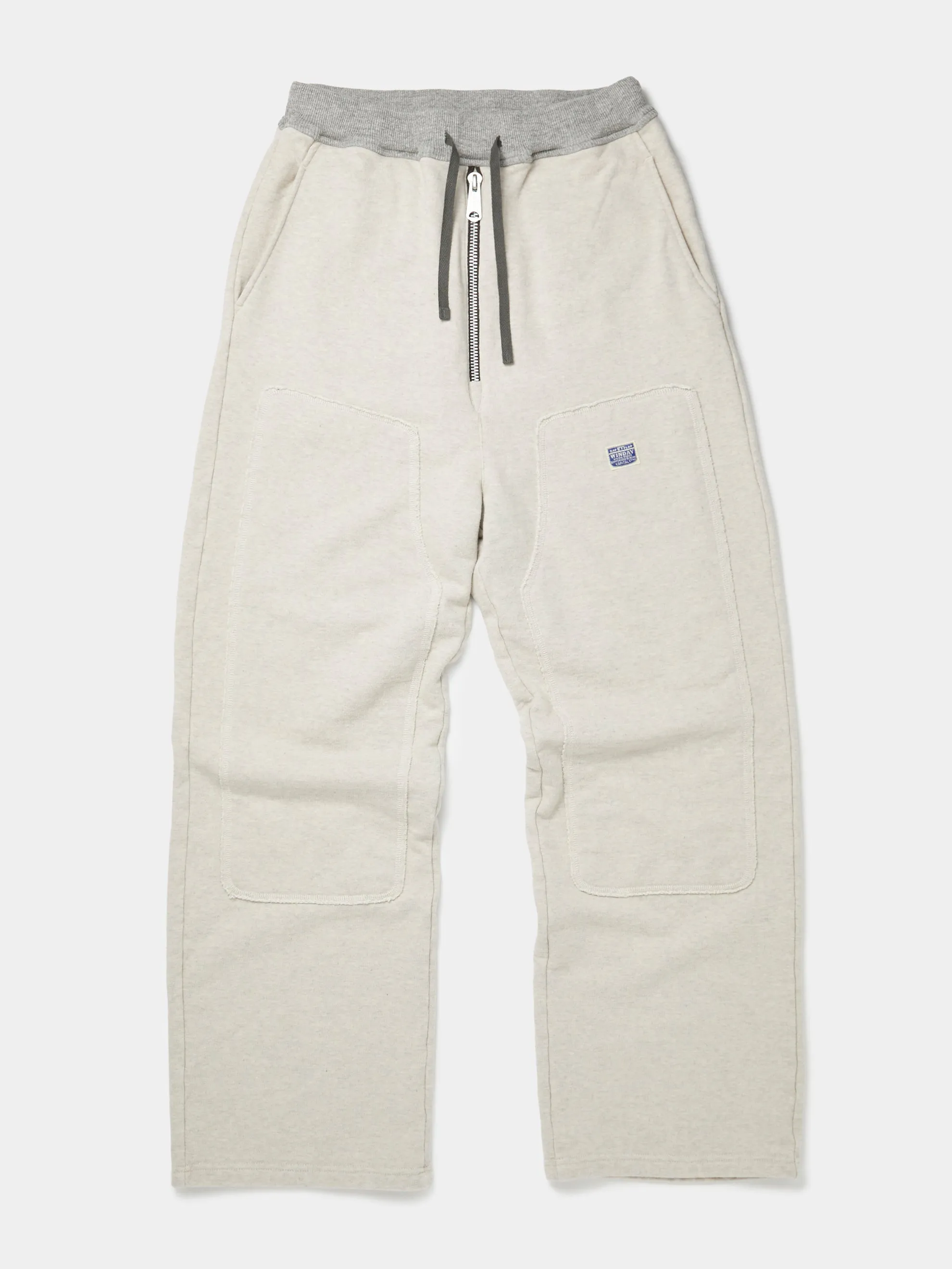 Zipper Knit W-Knee Sweatpants (Ecru)