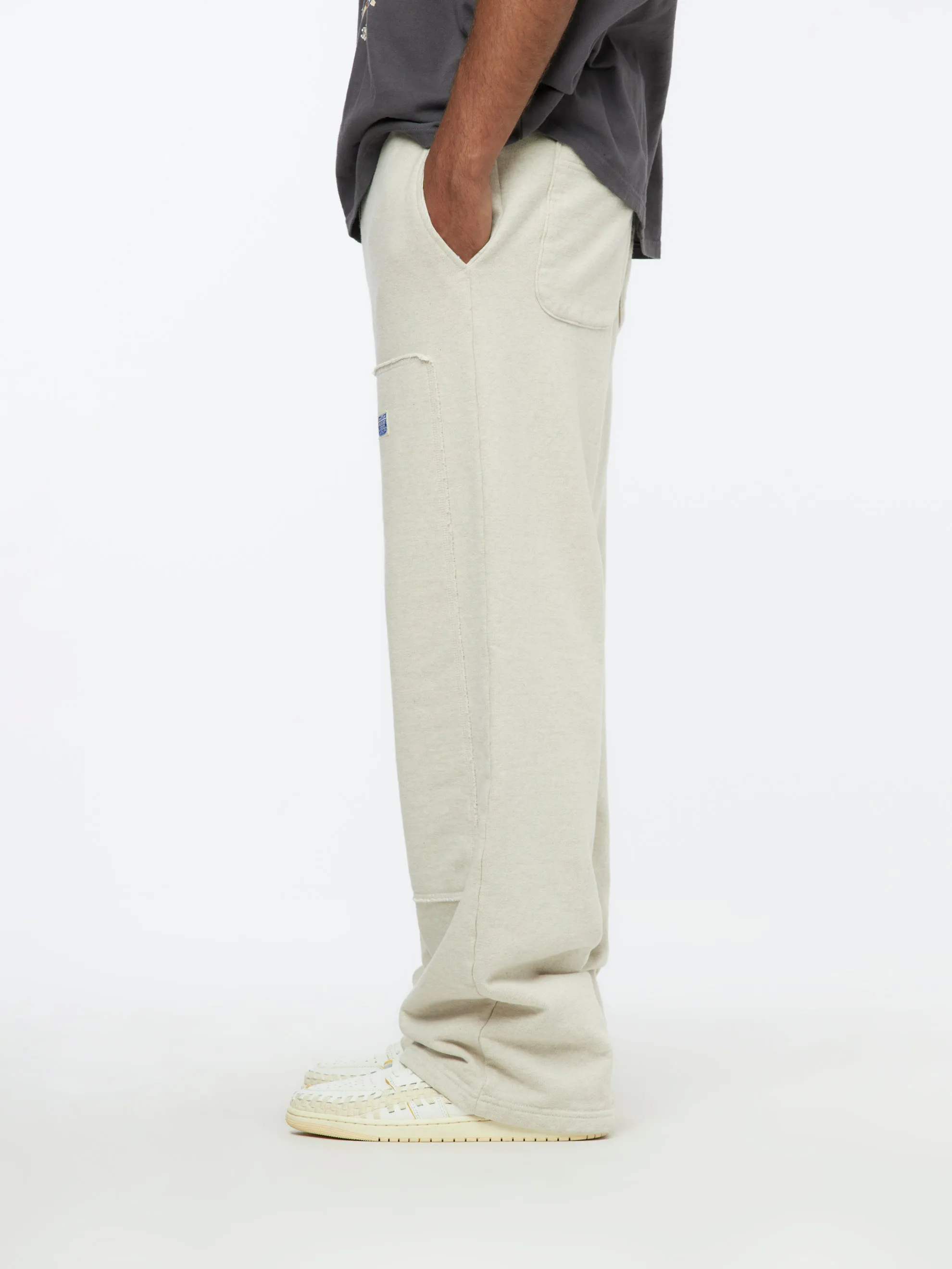 Zipper Knit W-Knee Sweatpants (Ecru)