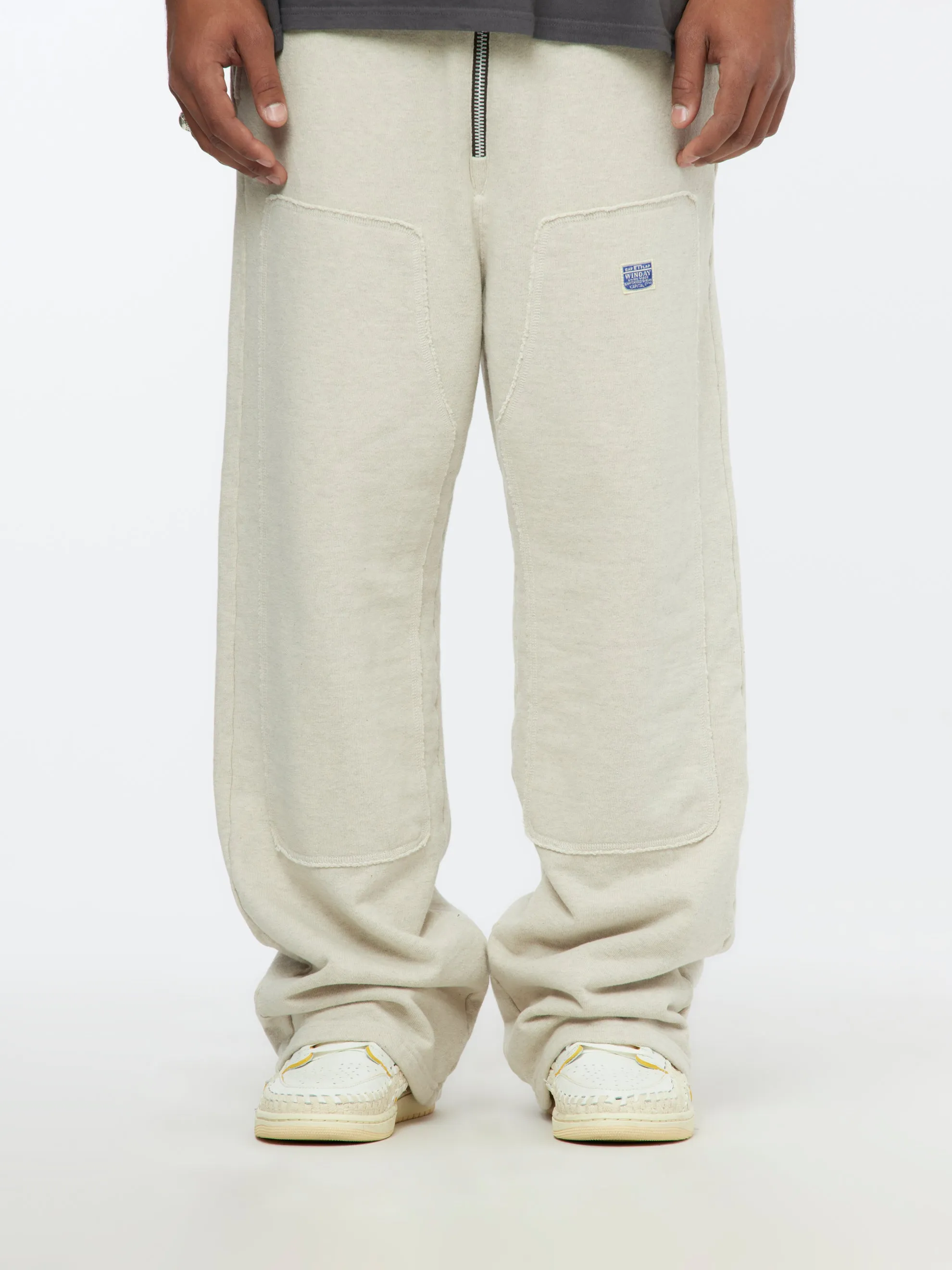 Zipper Knit W-Knee Sweatpants (Ecru)